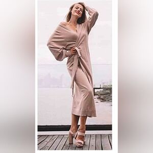 Exlura Elegant Beige Wrap Dress Size Medium